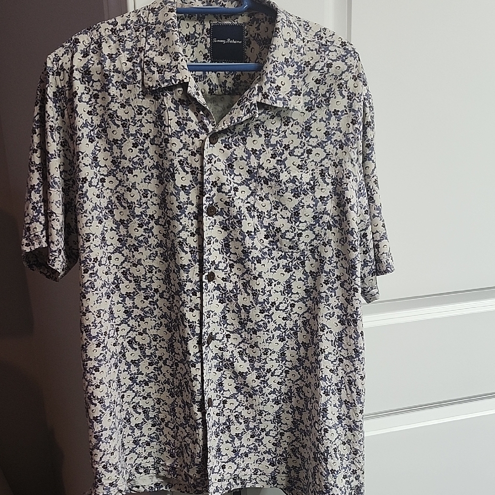 Tommy Bahama Blue and White Floral Casual Shirt